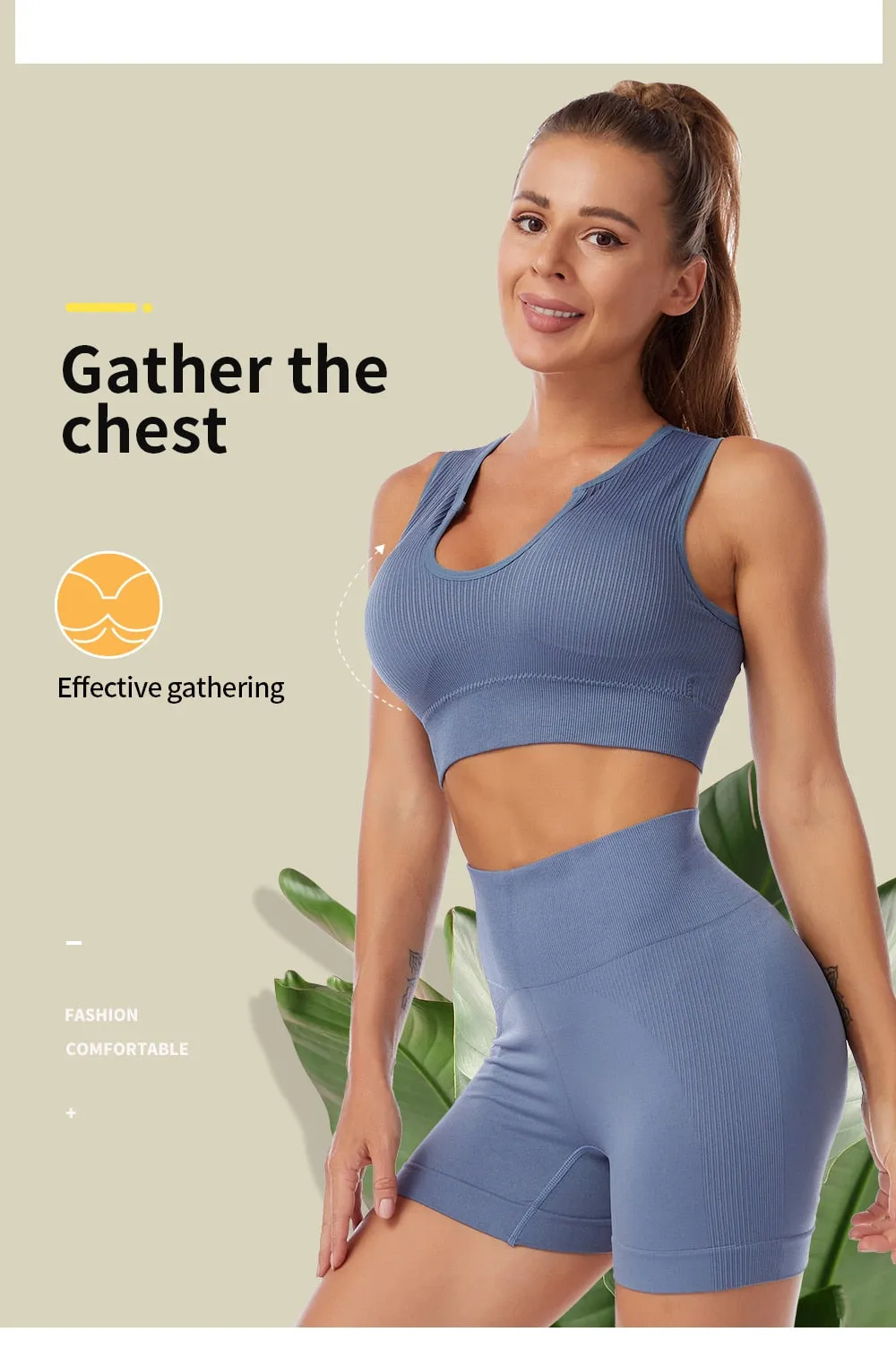 2 Piece Yoga Set Gym Set Workout Seamless Leggings Sports Bra Suit Female Clothing High Waist Shorts Set