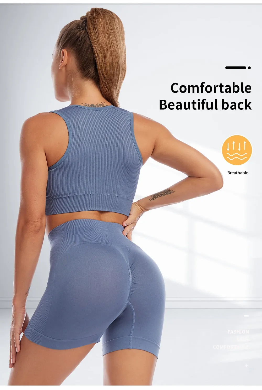 2 Piece Yoga Set Gym Set Workout Seamless Leggings Sports Bra Suit Female Clothing High Waist Shorts Set