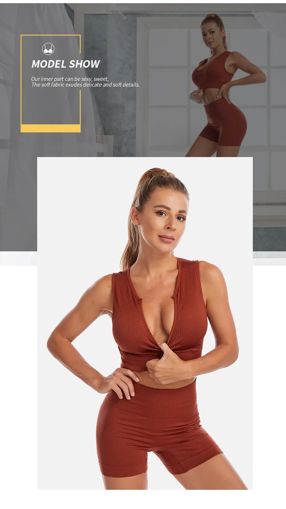 2 Piece Yoga Set Gym Set Workout Seamless Leggings Sports Bra Suit Female Clothing High Waist Shorts Set