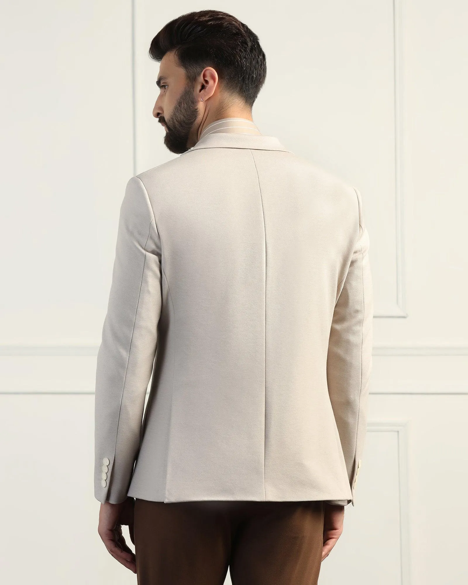 Formal Beige Textured Blazer - Elevate