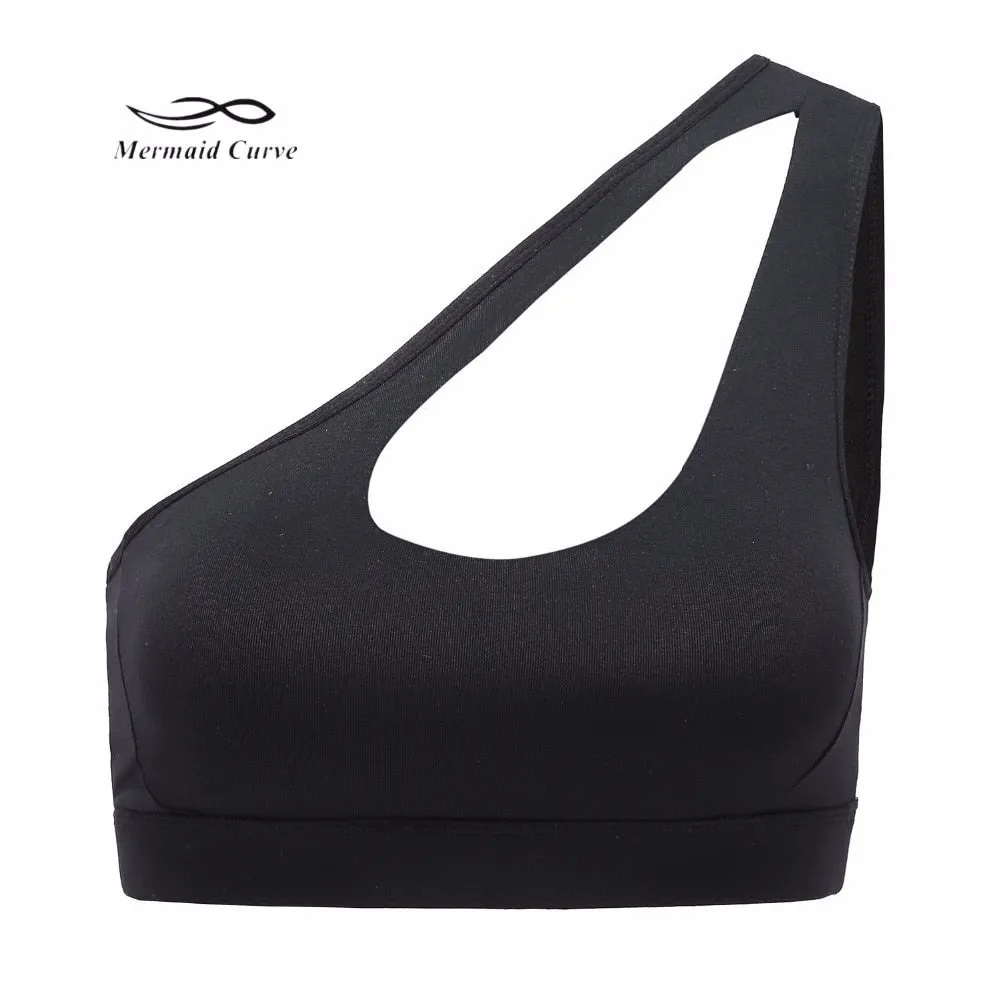 High Impact oblique shoulder strap Sports Bra Women running fitness Bra Top