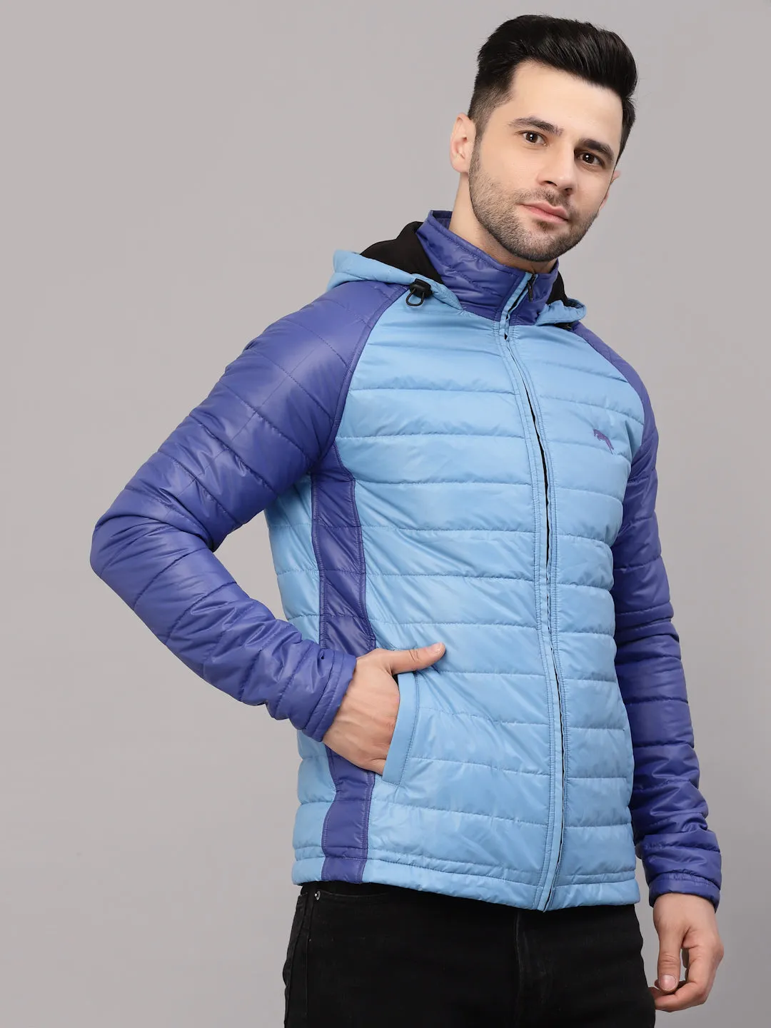 JUMP USA Men Sky Blue Rapid-Dry Solid Sporty Jackets With Hood