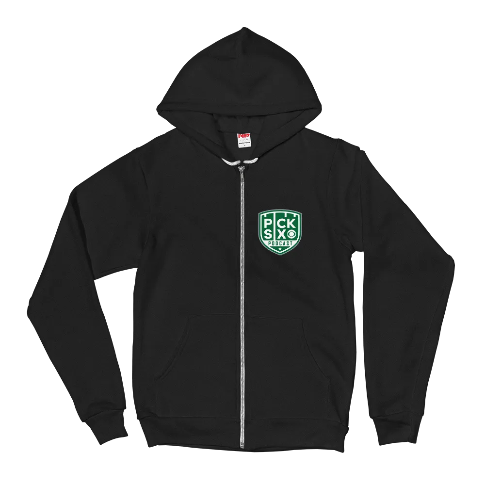Pick Six Podcast Logo Zip Up Hooded Sweeatshirt