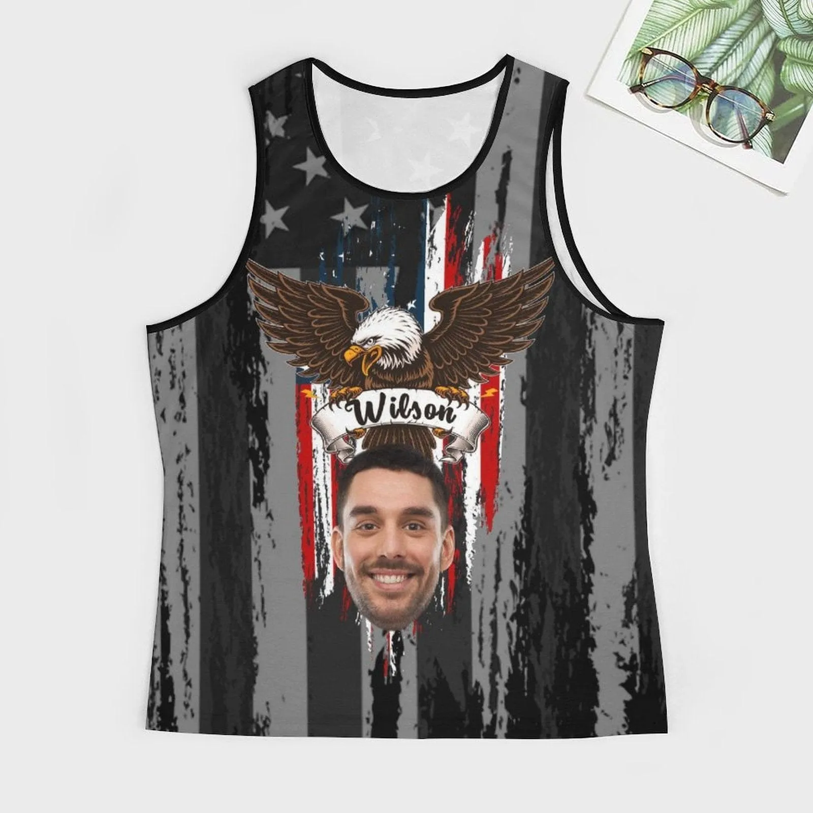 Tank Tops with Custom Face＆Name Personalized Eagle Men's Tank Top