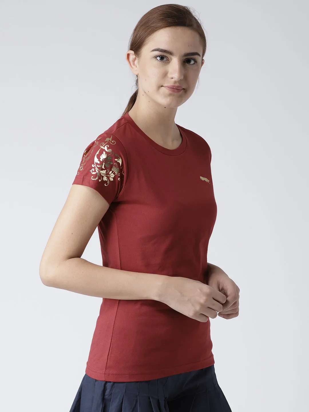 Women Red Casual T-shirt