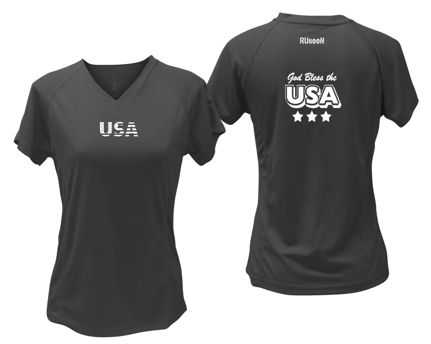 Women's Reflective Short Sleeve Shirt - God Bless the USA